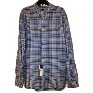 NWT Ralph Lauren Men 2XL Blue‎ Plaid Oxford Shirt Button Down Long Sleeve Cotton